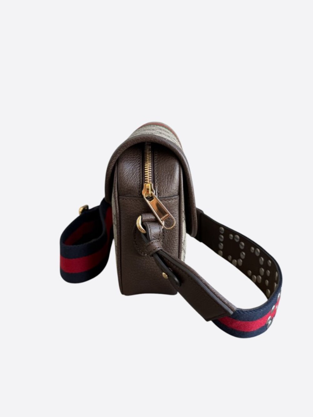 Gucci Brown GG Monogram Ophidia Studded Messenger Bag - Picture 2 of 7